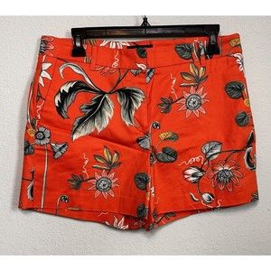 Ann Taylor‎ womens shorts Size 6 orange floral devin fit cotton casual resort
